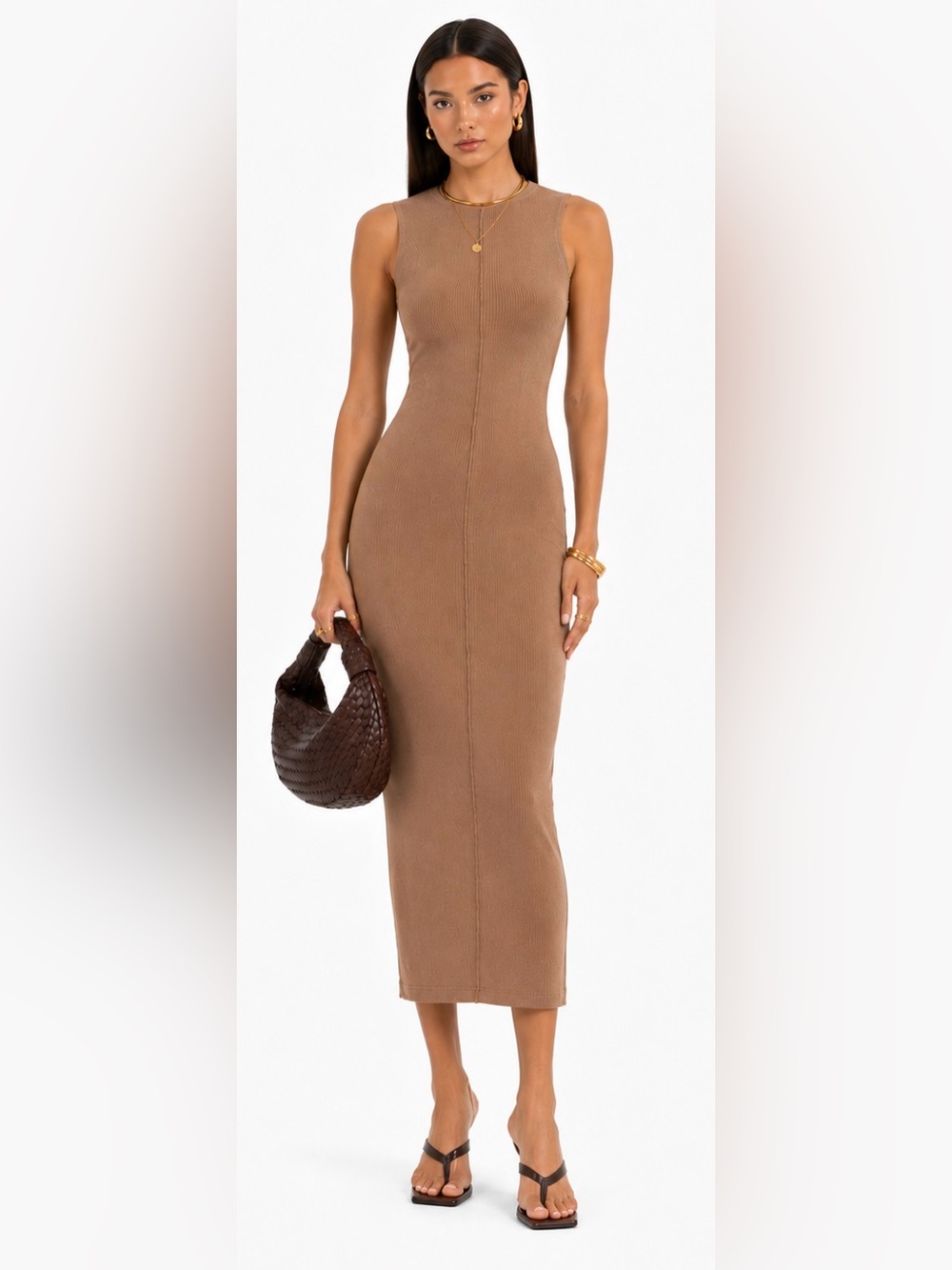 Naked Wardrobe NWOT AIl Snatched Up Bodycon Dress in Coco